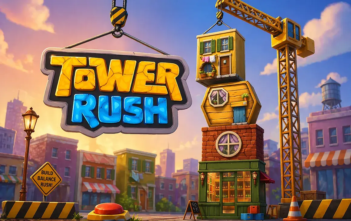 Tower Rush crash game — build floors, cash out before the tower falls